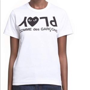 COMME DES GARCONS PLAY WHITE PRINTED TSHIRT